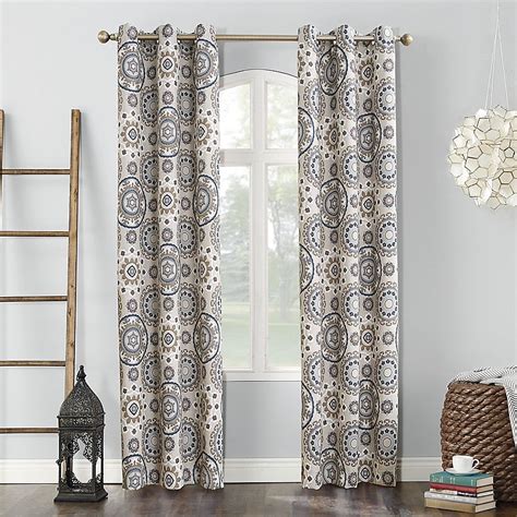 window drapes heavy fabric with metal grommets 56x74|Sun Zero Room Darkening Jaffery Global Medallion Grommet .